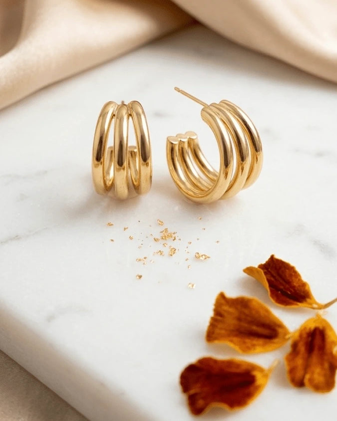 Beautiful golden round half hoops for everyday look affordable earrings online India 
