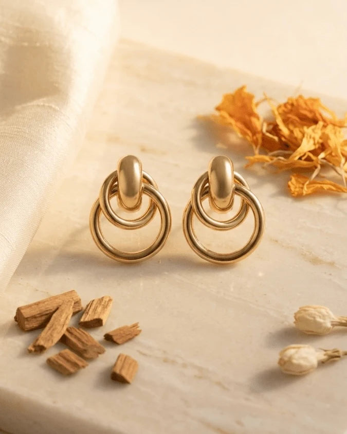 Golden colour rings earring studs, gold colour earrings 