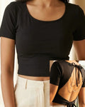 Basic top with backless and back tying design with detachable beads accessories at back With basic front 